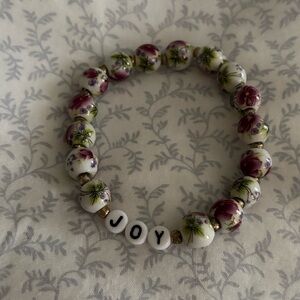 “Joy” purple ceramic bead handmade friendship bracelet